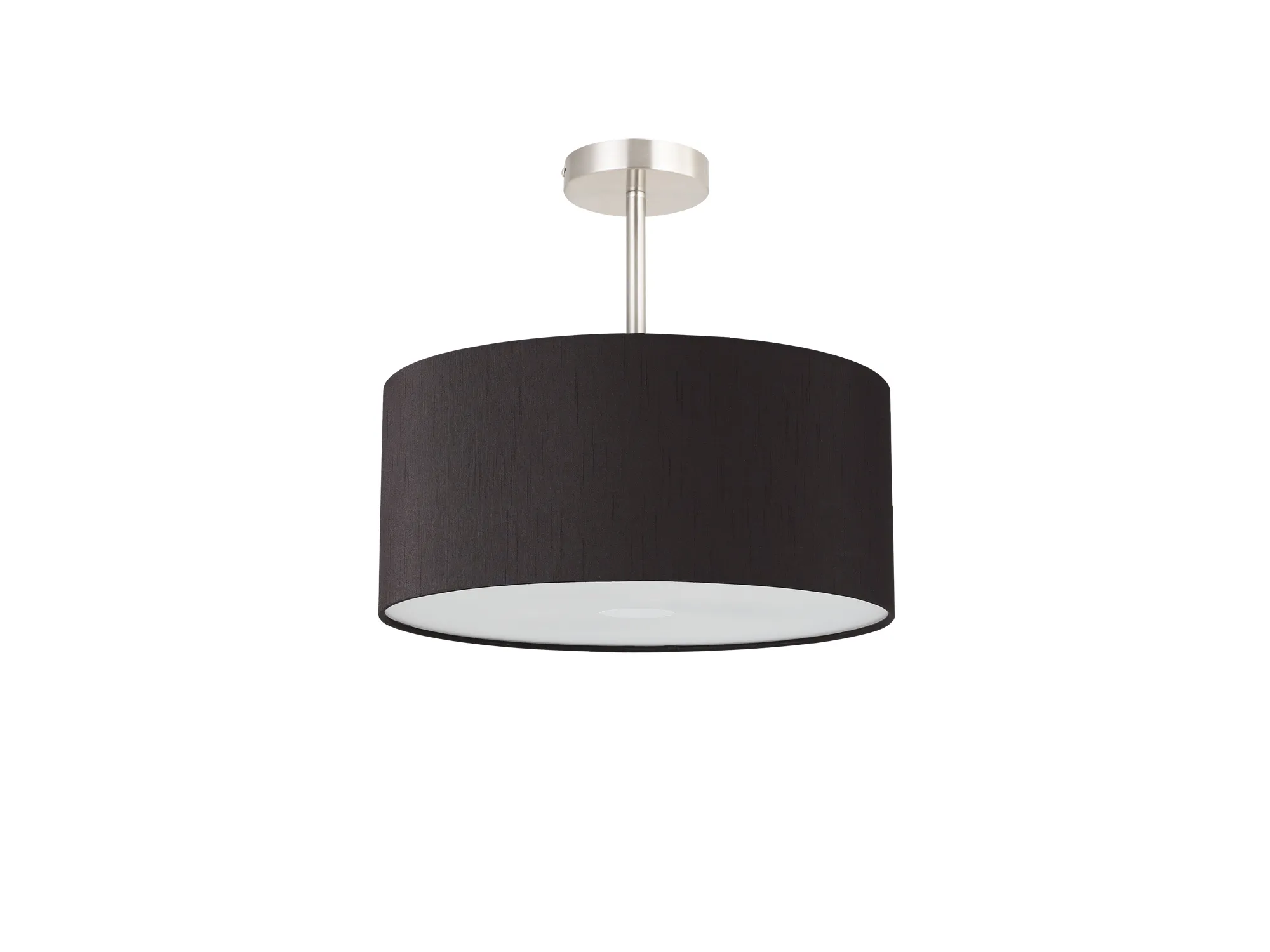Baymont 40cm Semi Flush 3 Light Satin Nickel, Black, Frosted Diffuser DK0423  Deco Baymont SN BL